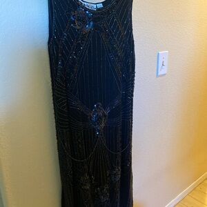 Oleg Cassini Vintage Black Beaded Cocktail Dress